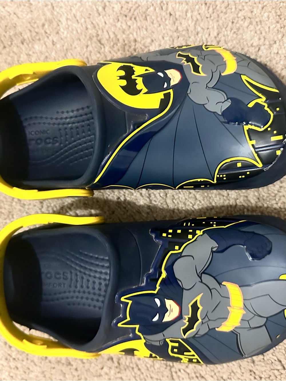 CROCS Kids Navy and Yellow Batman Graphic Clogs